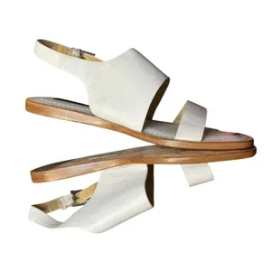 Lafayette 148 Shoes Womens Size 7 White Leather Slingback Sandals Flat‎ Strappy thumbnail 4