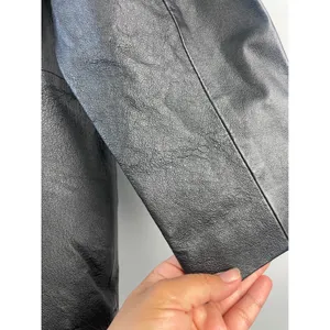 Vtg 90s Bagatelle Black Leather Blazer Jacket Womens 12P Petite 3-Button Coat thumbnail 9