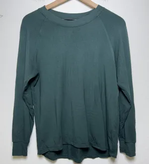 LAKE Women Pajama Top Small Green Modal Long Sleeve Raglan Sweatshirt‎ Lounge thumbnail 1