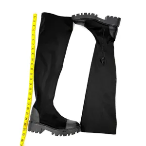 Ovar The Knee Stretchy Boots Slim Fit Combat Boots Round Toe Lycra High Boots thumbnail 2