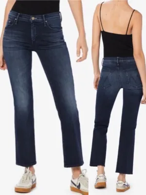 Mother Denim The Outsider Crop Flare Jeans: Two Strangers Ride On The Subway thumbnail 3