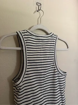Tuckernuck Stripe Anthos Cotton Tank Top Sz M Ribbed Black White thumbnail 6