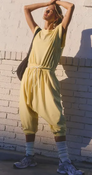 Free People Hot Shot Harem Onesie - Sunlit Yellow thumbnail 1