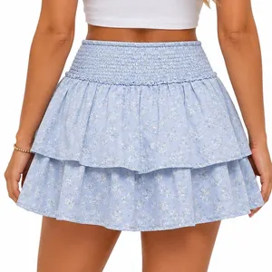 Hollister Ultra High-Rise Blue Floral Tiered Mini Skirt Size Large thumbnail 3