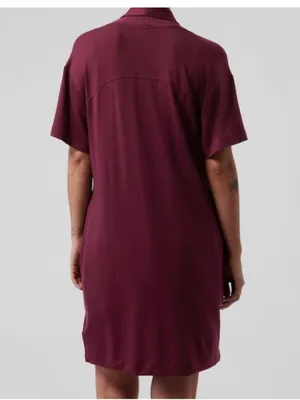 Athleta | Nighttime Bliss Short Sleeve Robe Plum Wrap Loungewear Bathrobe Relax thumbnail 2