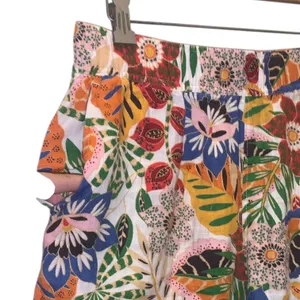 C&C California Linen Pants L Wide Leg Floral Print Pull On Colorful Relaxed thumbnail 4