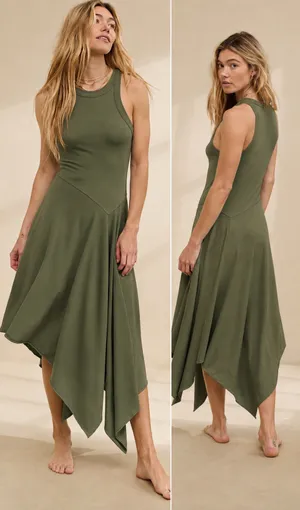Aerie Asymmetrical Midi Dress thumbnail 2