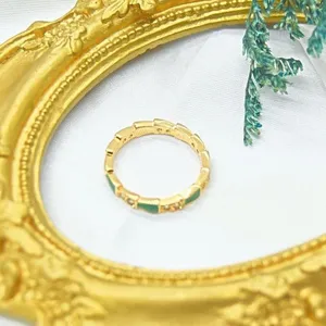 Gold Snake Scale Ring Green thumbnail 5