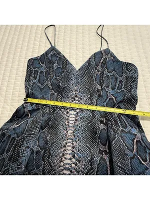 Lovers + Friends Blue Snakeskin Print Mini Cocktail Dress Strapless Sz S Small thumbnail 3