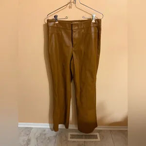 Free People Uptown High Rise Faux Leather Flare Brown Pants thumbnail 2