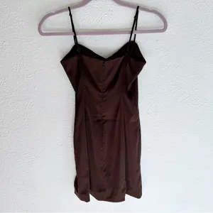 Aritzia Sunday Best Satin Dress Mocha Brown Sz 0 thumbnail 4