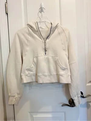 LULULEMON Oversized Scuba Half-Zip Hoodie‎ Pullover Sweatshirt Cream XS/S thumbnail 3