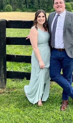 David’s Bridal Bridesmaid one shoulder dress in sage green thumbnail 1
