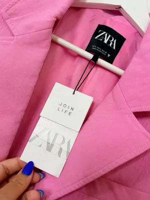 Zara S Pink Cropped Blazer NWT Chic Preppy Minimalist Barbiecore Tailored Jacket thumbnail 4