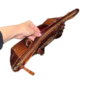 Brahmin Tote Bag Women Large Pecan Brown Fair Croc Embossed Leather Shoulder Bag thumbnail 8