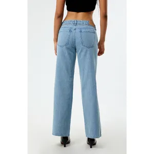 Pacsun Pacsun Low Rise Wide Leg Jeans Light Wash Silver Chain Belt Size 24 Baggy thumbnail 3