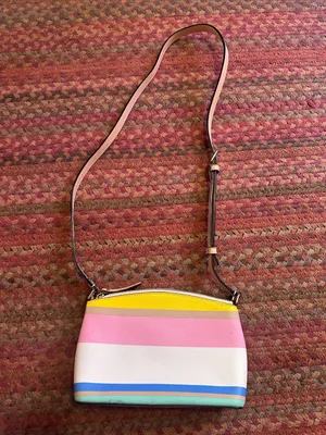 kate spade leather Colorblock Stripe Crossbody - Yellow, Pink, Blue, Mint, White thumbnail 5