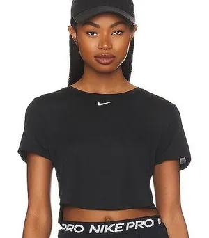 Nike Dri-FIT One Short Sleeve Cropped Tee Womens‎ XL Training Top Boxy Black thumbnail 1