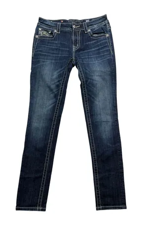 Miss me size 29 Women’s Dark Blue Skinny Jeans western embellished cowgirl rodeo thumbnail 1