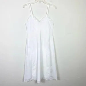 Vintage Image Artemis White Floral Lace Neckline Detail Slip Dress Size 38B Tall thumbnail 3