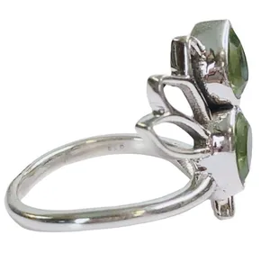 Natural Peridot Dual Stone Ring Silver August Birthstone Green Ring Adjustable 6 thumbnail 4