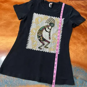 Vintage Kokopelli Bling Embellished Tee 100% cotton Made in USA Big Bang small thumbnail 8