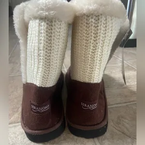 Cozy Brown and Cream Slipper Boots- Size 9 NWT thumbnail 3
