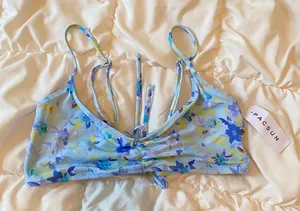Pacsun Blue Floral Bikini Top Size L thumbnail 1