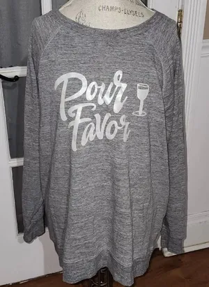 Wildfox Womens Gray Pour Favor Wine‎ Sweatshirt Large thumbnail 1