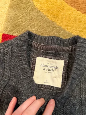 Abercrombie & Fitch Moose Y2K Vintage Grey Cable Knit Sweater Slim Fit Small thumbnail 3