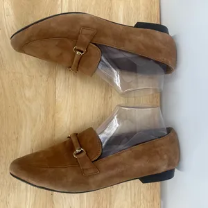 Hosis Brown Suede Loafers with Gold Accents thumbnail 16