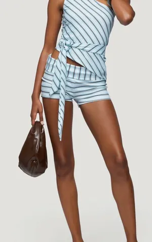 Edikted Stripe Foldover Shorts thumbnail 1