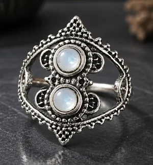 Vintage Design Sparkling Faux Opal SS Silver Statement Ring Size 7 NWT thumbnail 1