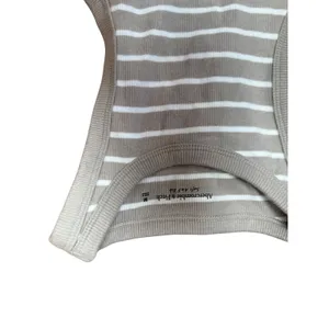 Abercrombie & Fitch Tan White‎ Striped Soft A&F Rib High Neck Bodysuit M thumbnail 3