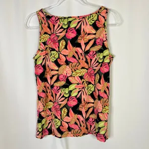 Chico's Tropical Leaf Rayon Tank Top Scoop Neck Chicos 1/ US Womens Medium thumbnail 5