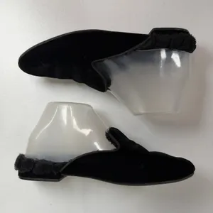 Birdies Size 7 Classic Phoebe Slippers Black Velvet Faux Fur Slide Shoes Women's thumbnail 3