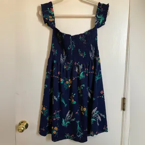 *I ❤️Joah Navy Blue Floral Pattern Off Shoulder Cap Sleeves Midi Dress thumbnail 5