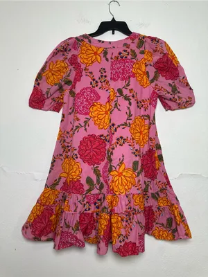 Karlie Women’s M Floral Bubble Sleeve V-Neck Ruffle-Hem Mini Dress with Pockets thumbnail 3