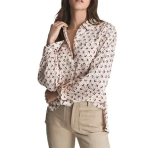 Reiss NWOT Pia Printed Geometric half button up - 2 ($228) thumbnail 4
