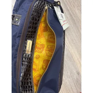 Samantha Brown Navy Brown Croc Embossed Drop Bottom Weekender‎ Travel Bag NEW thumbnail 5
