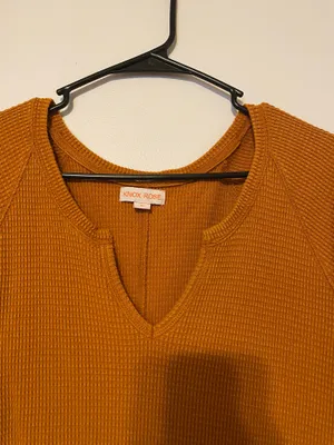 Knox Rose Mustard Yellow Long Sleeve Waffle Top thumbnail 2