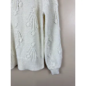 GAP Women’s Chunky Cable Pointelle Popcorn Knit Crewneck Sweater Size S Tall thumbnail 4