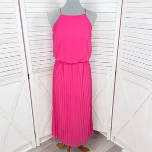 Sam Edelman‎ Pleated Skirt Fit Flare Sleeveless Midi Dress Sundress Pink Small thumbnail 2