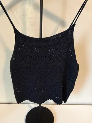 Forever 21 Black Crochet Knit Camisole Top -Festival Top (Top only) thumbnail 2