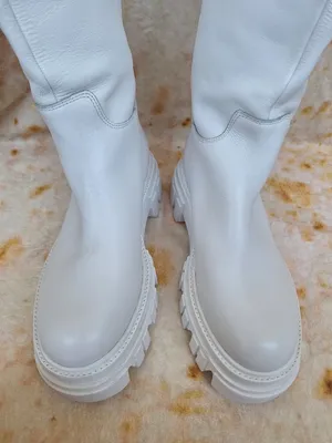 Marc Fisher LTD Malena White Leather Tall Lug Sole Platform Boots Size 8.5 thumbnail 5