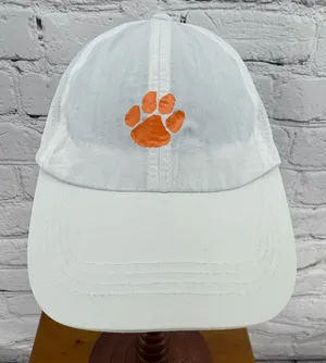 Clemson Hat Women's White Tiger Paw Orange & White Adjustable Back Lightweight thumbnail 1