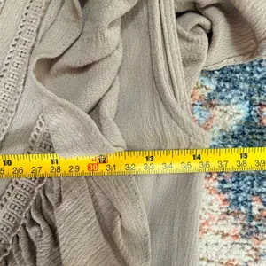 Baltic Born Jennifer Deep V Maxi Dress Small Taupe Crochet Flutter Sleeve Boho L thumbnail 5
