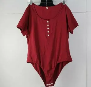 ladies burgundy one piece body blouse size XXL thumbnail 1