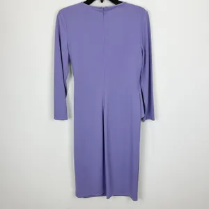 Lauren Ralph Lauren Jersey 3/4 Sleeve Dress Draped Knee Length Purple US 6 NWT thumbnail 10