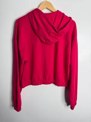 DayBreak Pink Cropped Hoodie Large Barbiecore Loungewear‎ Sporty Chic Streetwear thumbnail 3